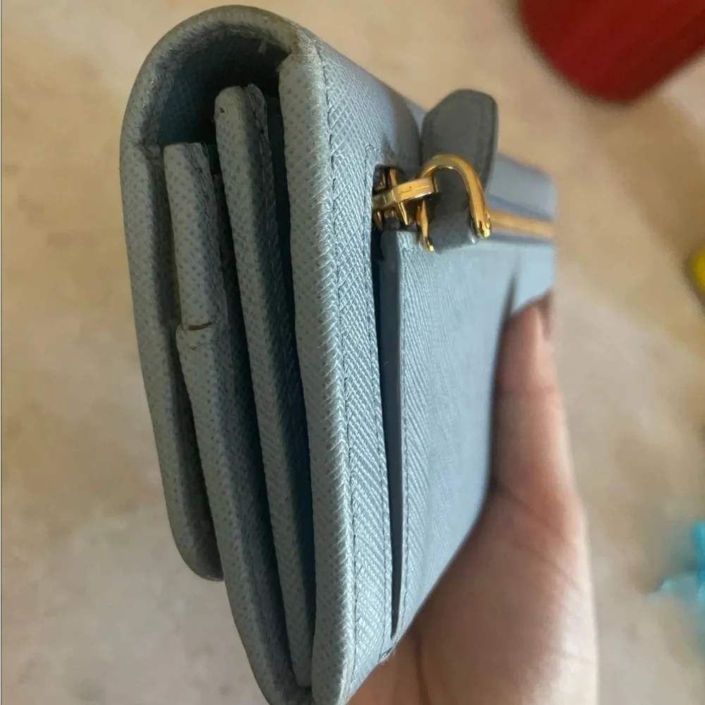 Prada Blue Long Wallet w/ Matching Cardholder - Picture 6 of 8